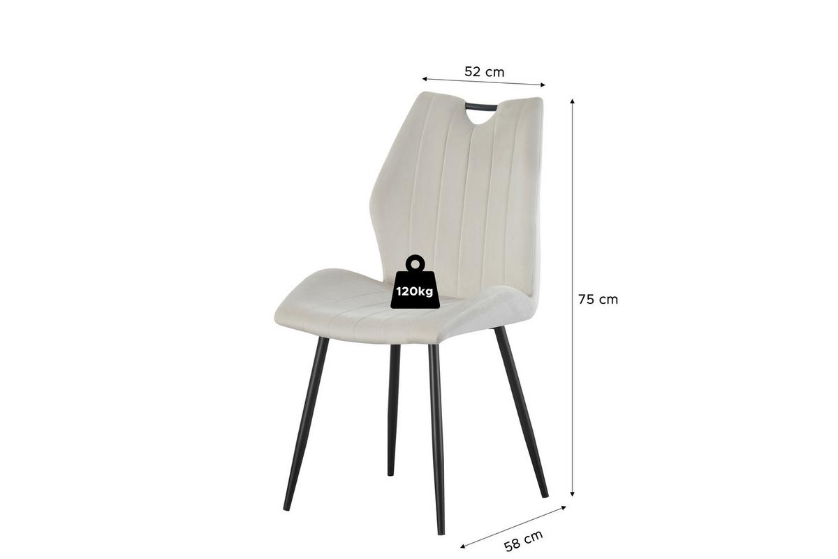 Stuhl-Set Christin Creme B: 52 cm - Creme/Schwarz, MODERN, Textil/Metall (52/75/58cm) - MID.YOU