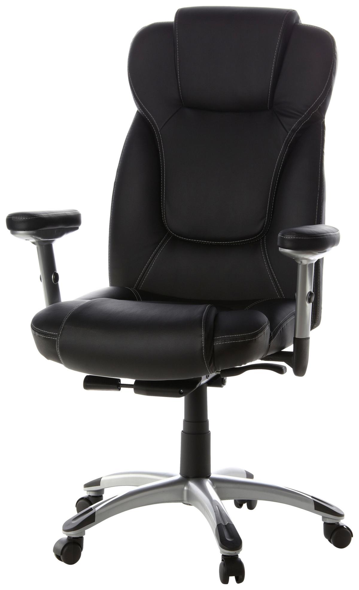 Chefsessel Embassy 200 Schwarz - Silberfarben/Schwarz, MODERN, Kunststoff/Textil (63/131/53cm) - MID.YOU