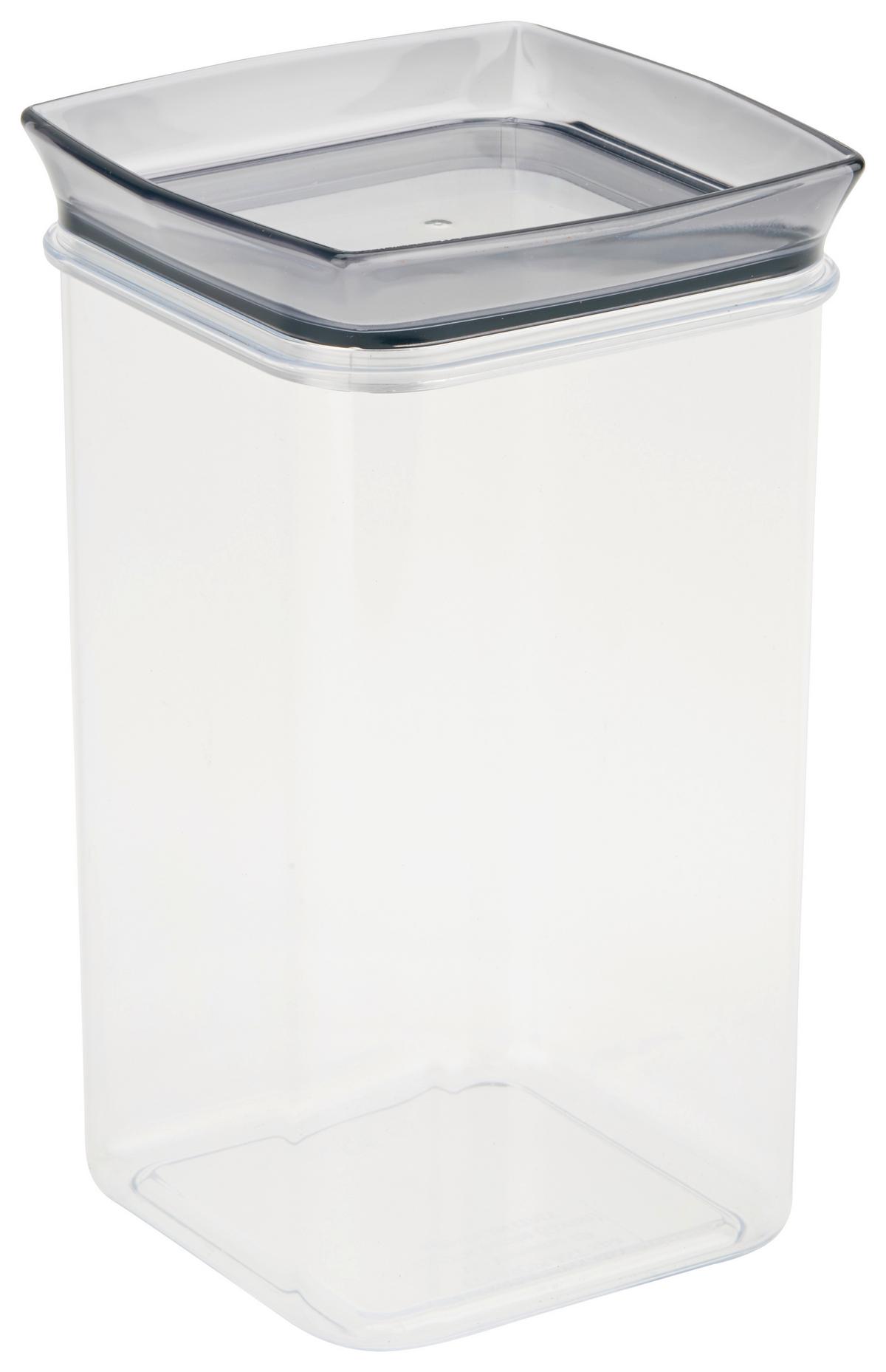 Vorratsdose Tessy ca. 1,45 L, Spülmaschinengeeignet - Transparent/Hellgrau, KONVENTIONELL, Kunststoff (10/10/19cm) - Luca Bessoni