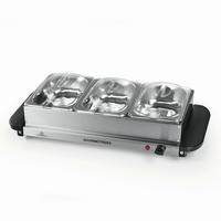 CHAFING-DISH 200W, 220-240V, 3 Behälter - Silberfarben/Schwarz, Basics, Kunststoff/Metall (54,6/14,7/27,8cm) - GOURMETMAXX