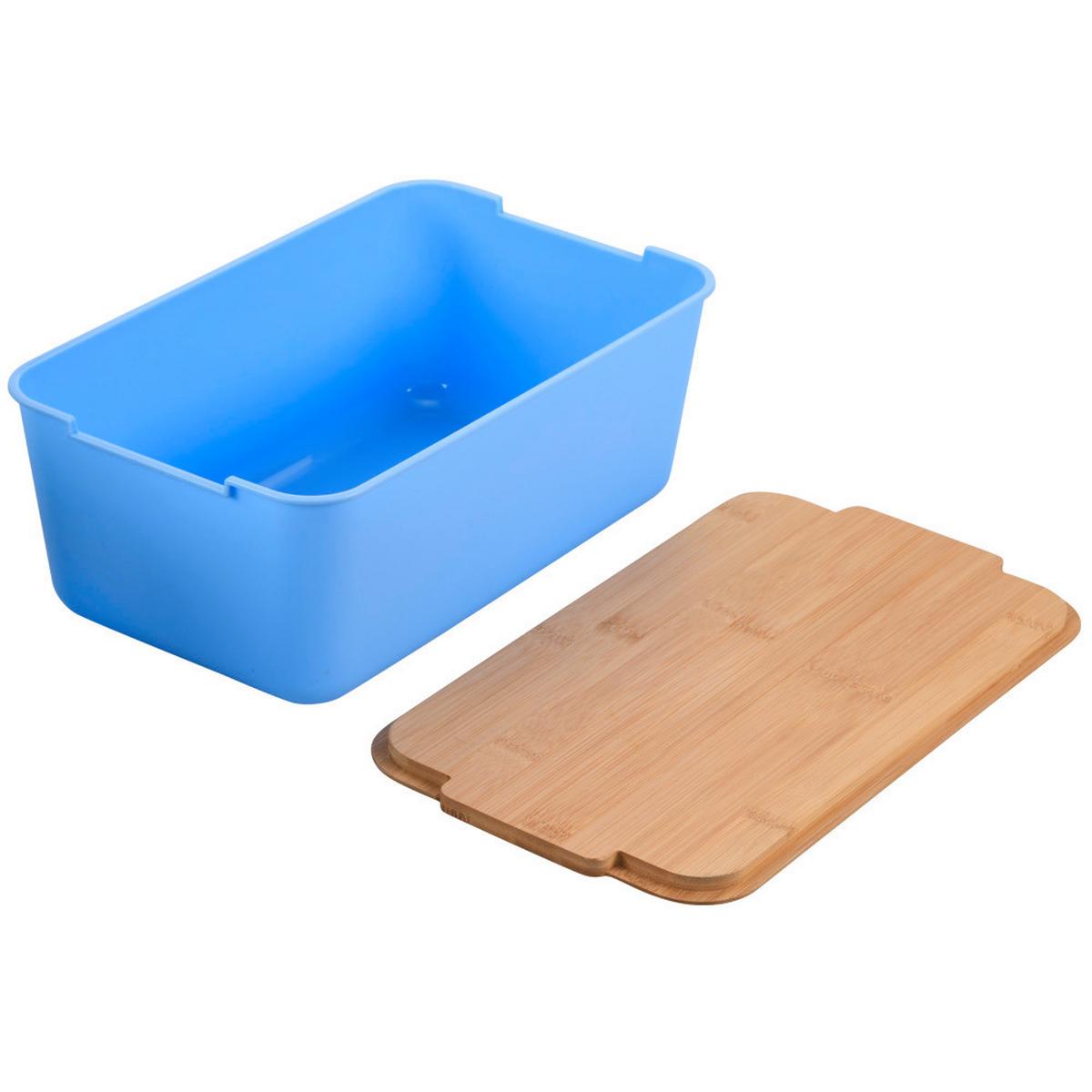 Brotbox Hellblau, Naturfarben L:30,5cm - Naturfarben/Hellblau, Basics, Naturmaterialien/Kunststoff (30.5/18.5/12cm) - Kesper