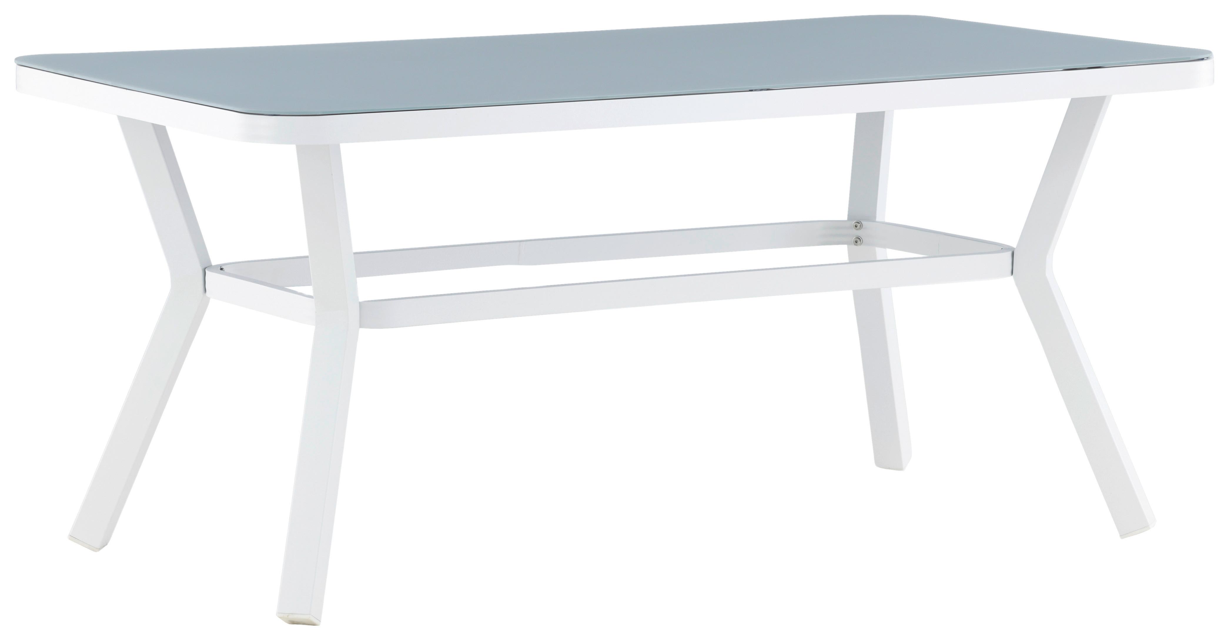 Gartentisch Virya - Weiß/Grau, KONVENTIONELL, Glas/Metall (160/90/74cm) - Gardenson