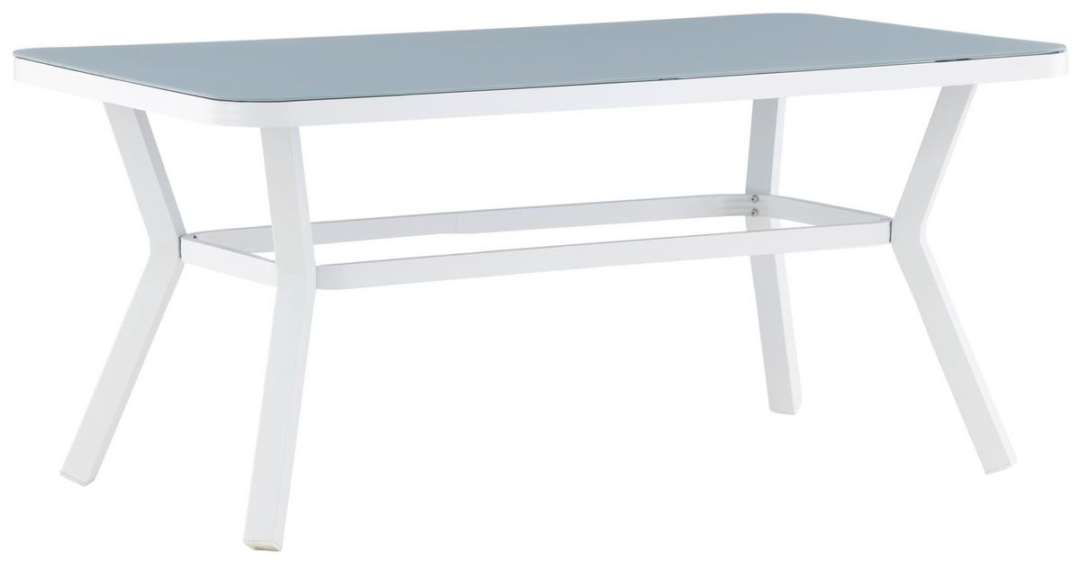 Gartentisch Virya - Weiß/Grau, KONVENTIONELL, Glas/Metall (160/90/74cm) - Gardenson