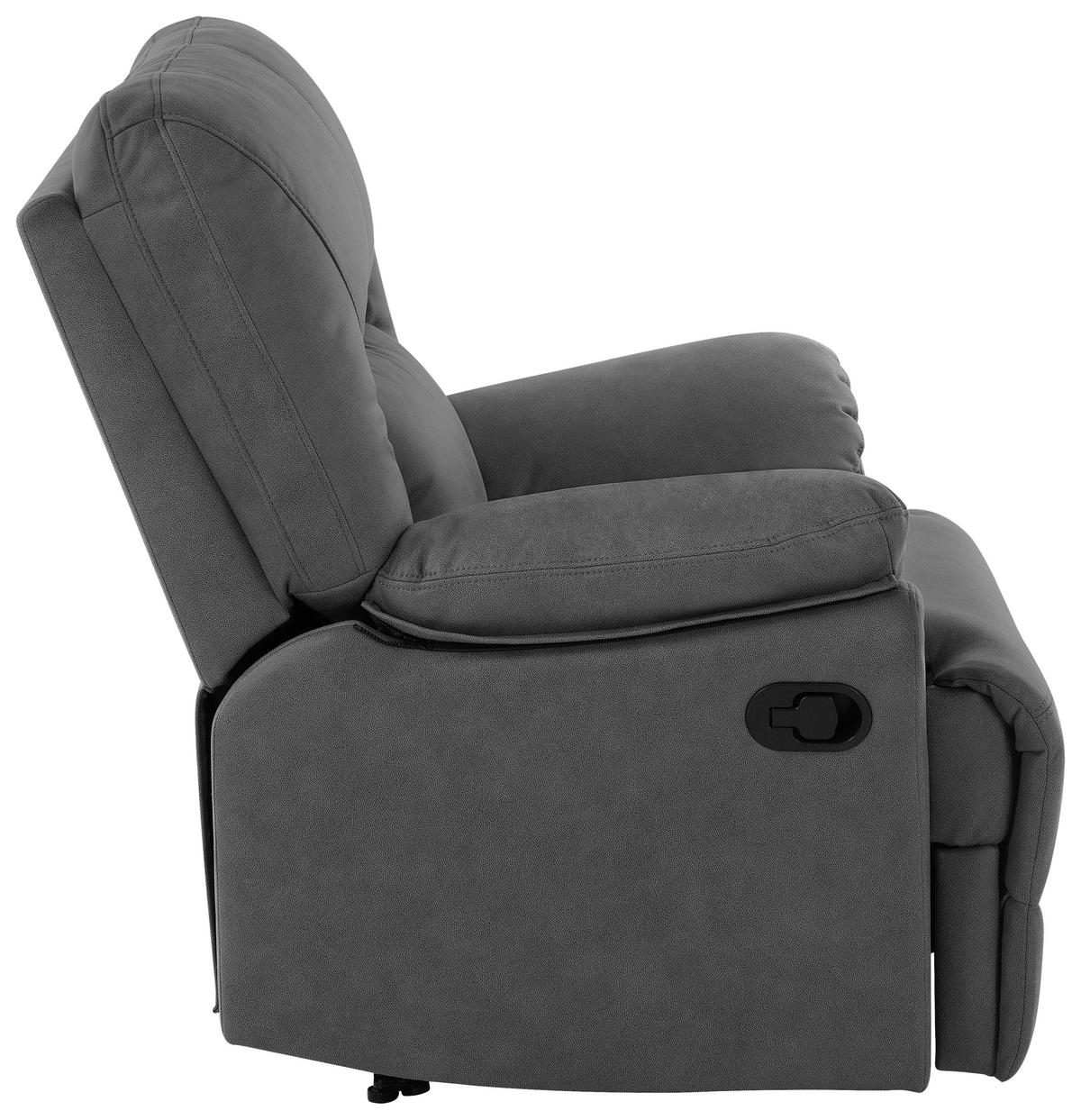 Relaxačné kreslo CLARA, sivá, s relaxačnou funkciou - čierna/sivá, Konventionell, kov/textil (89/99.5/94cm) - Livetastic