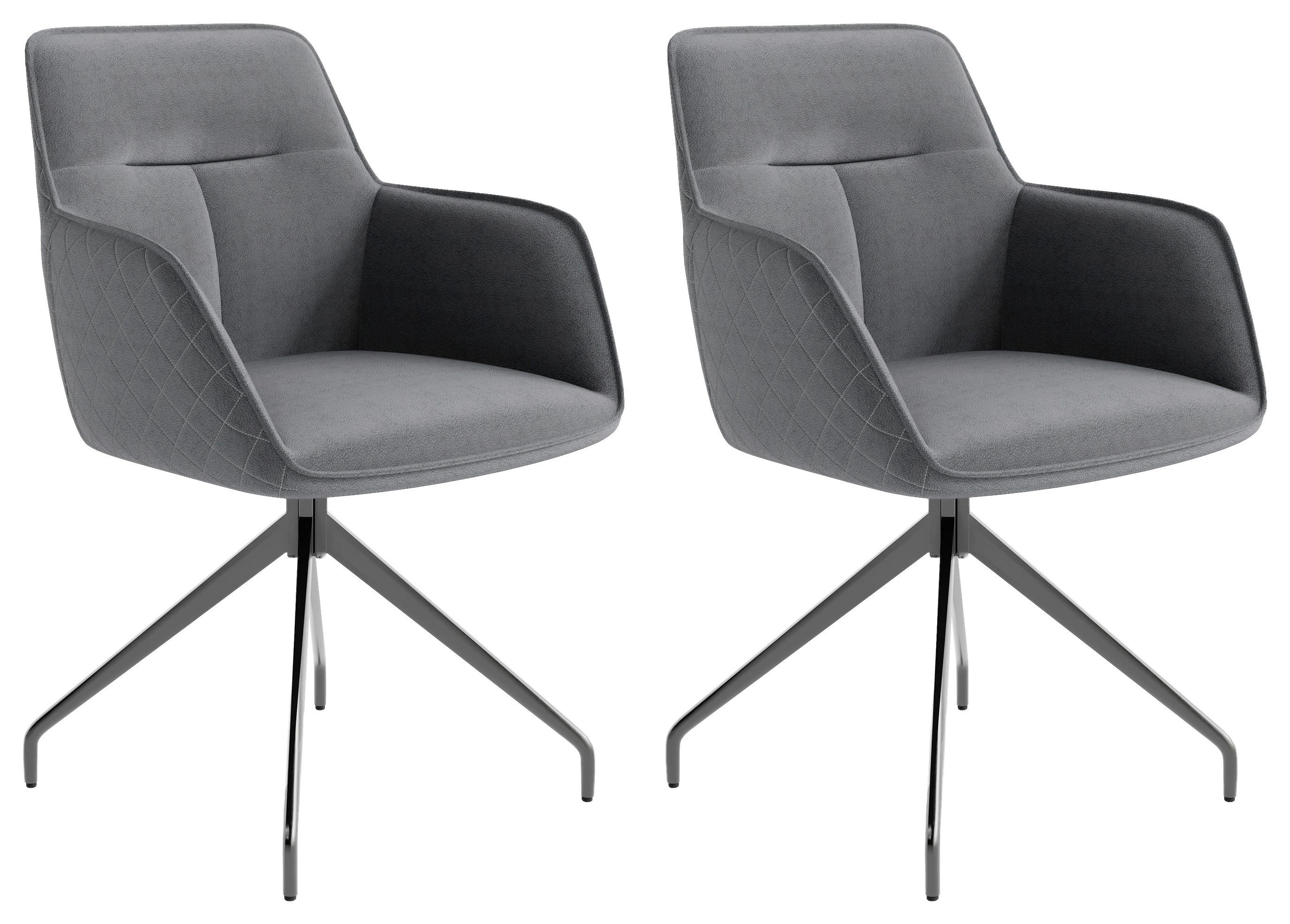 Stuhl-Set Memphis - Schwarz/Grau, MODERN, Textil/Metall (62/96/60cm) - MID.YOU
