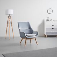 Křeslo FELIA světle šedá - světle šedá/barvy buku, Moderní, dřevo/textil (71/92,5/79cm) - Bessagi Home