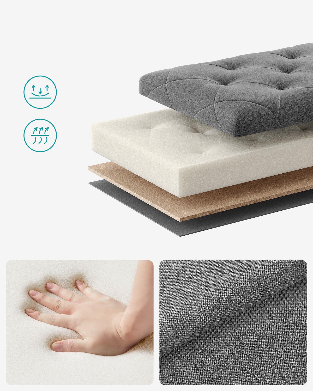 Sitzbox Dunkelgrau B: 76cm - Dunkelgrau/Schwarz, Basics, Holzwerkstoff/Textil (76/40/40cm)