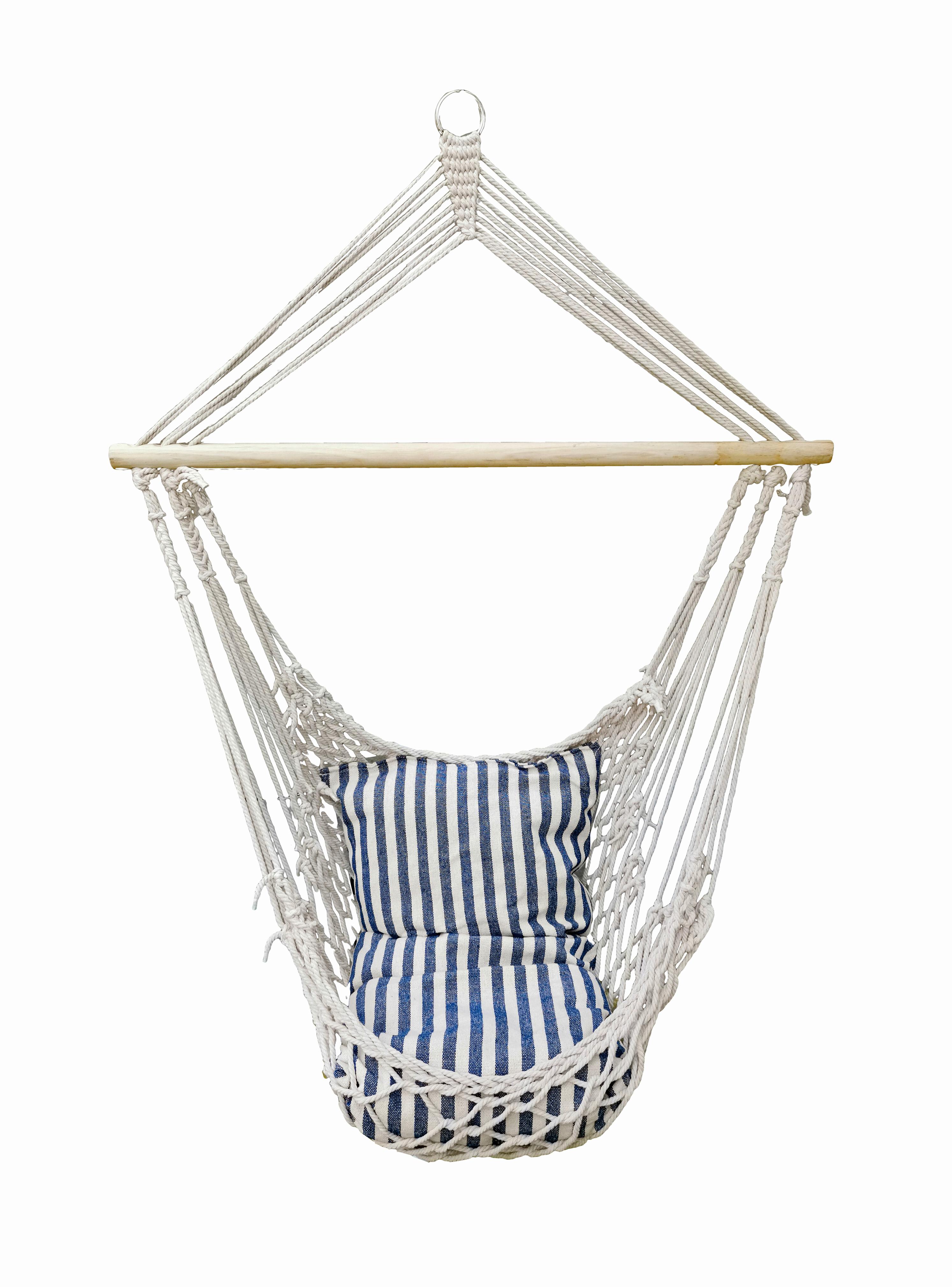 Hängesessel Grenada Grenada - Blau/Weiß, MODERN, Holz/Textil (70/130/60cm) - Gardenson