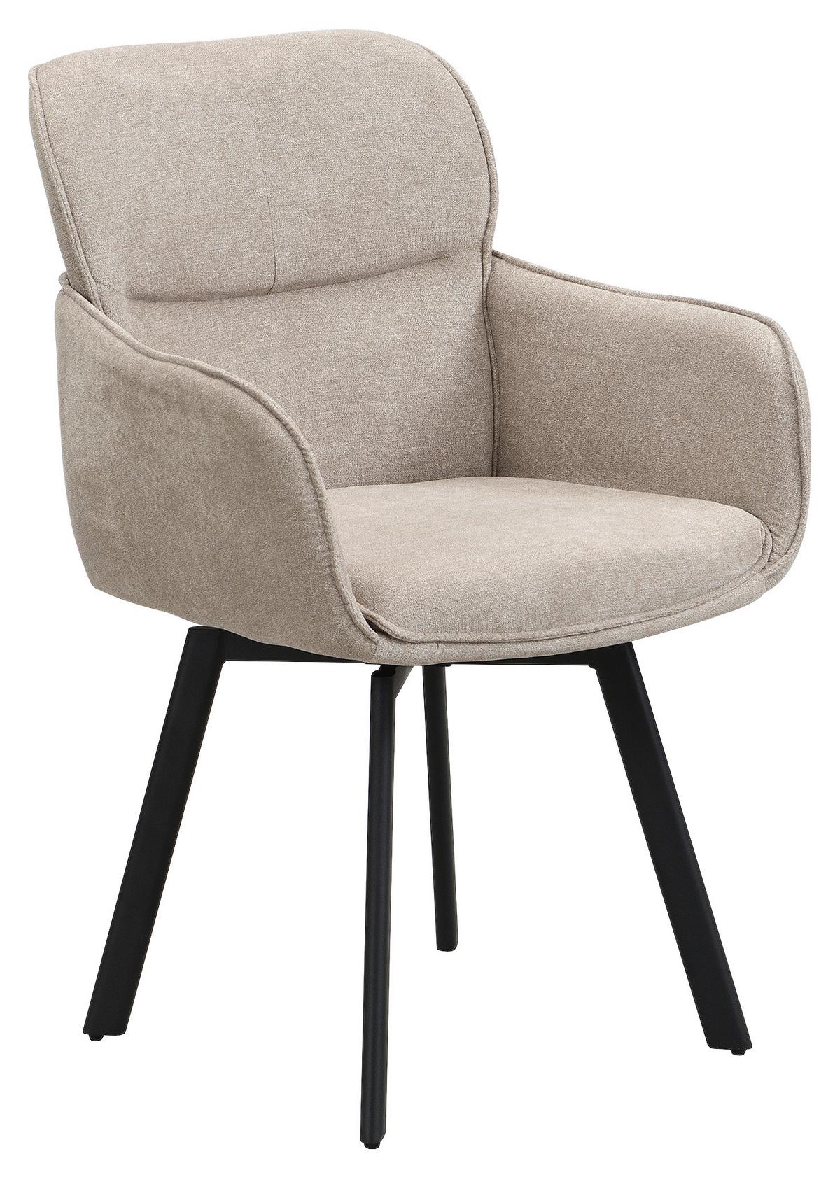 Stuhl-set Rico - Taupe/Schwarz, MODERN, Textil/Metall (61/90/63cm) - MID.YOU