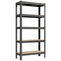 Schwerlastregal Shelving Schwarz B: 75 cm - Schwarz, Basics, Holzwerkstoff/Metall (75/150/30cm)