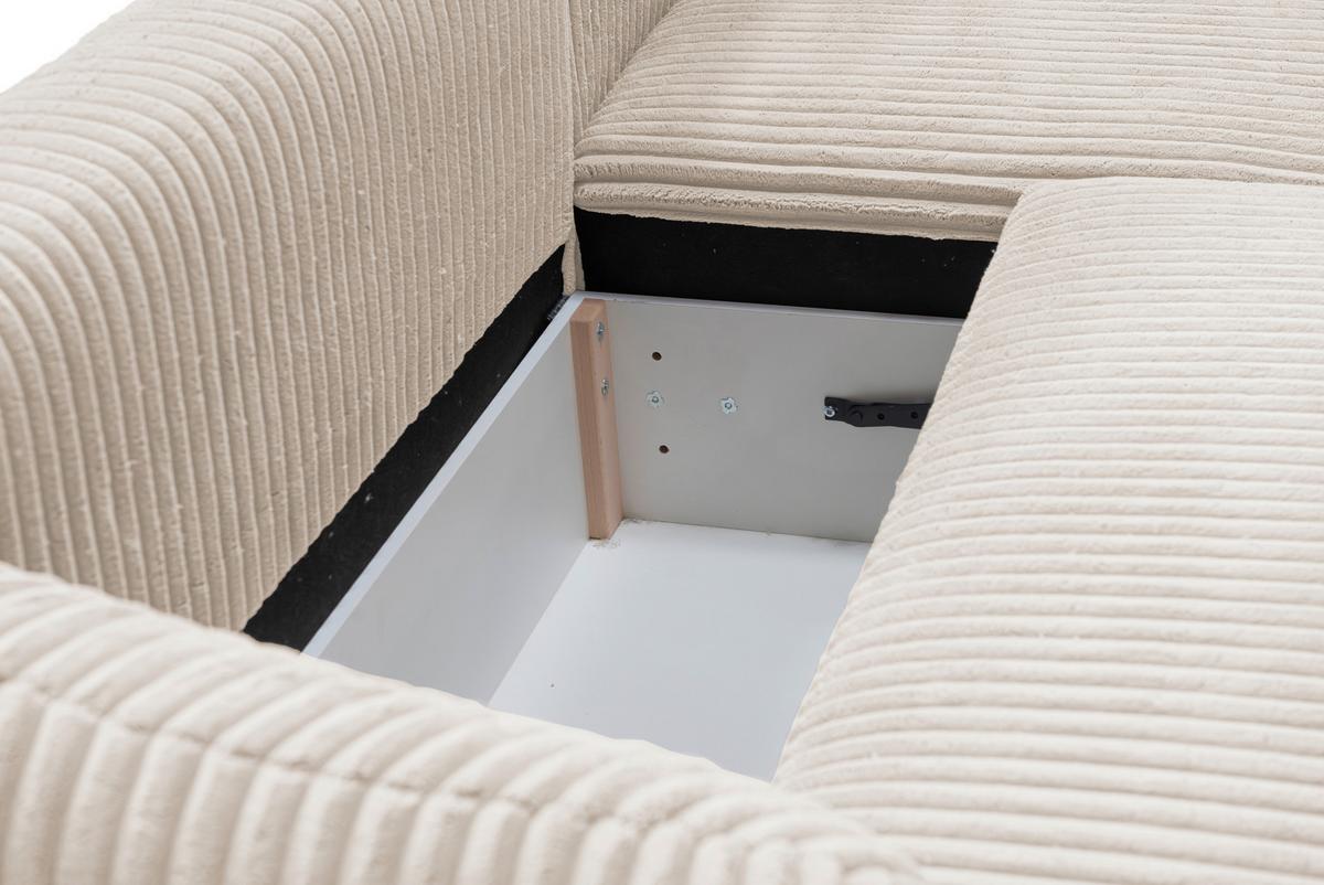 Ecksofa Lush Creme S: 284x161 cm - Creme/Schwarz, Design, Textil (284/161cm) - Livetastic