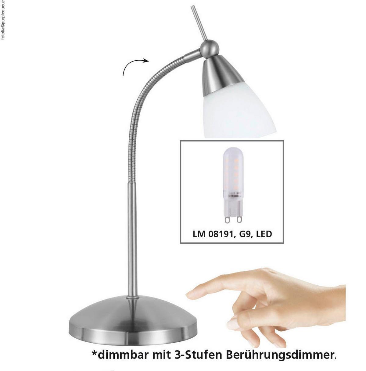 LED-Tischleuchte 4001-55 Pino - Edelstahlfarben, Basics, Glas/Metall (30/29.5/45cm) - Paul Neuhaus
