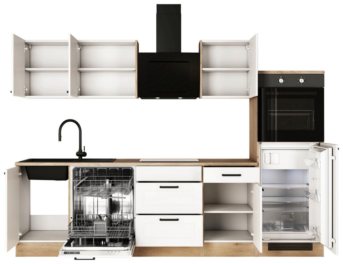 Küchenblock Julia Eiche Dekor/Weiß B: 280 cm - Eichefarben/Weiß, Basics, Holzwerkstoff (280cm) - FlexWell