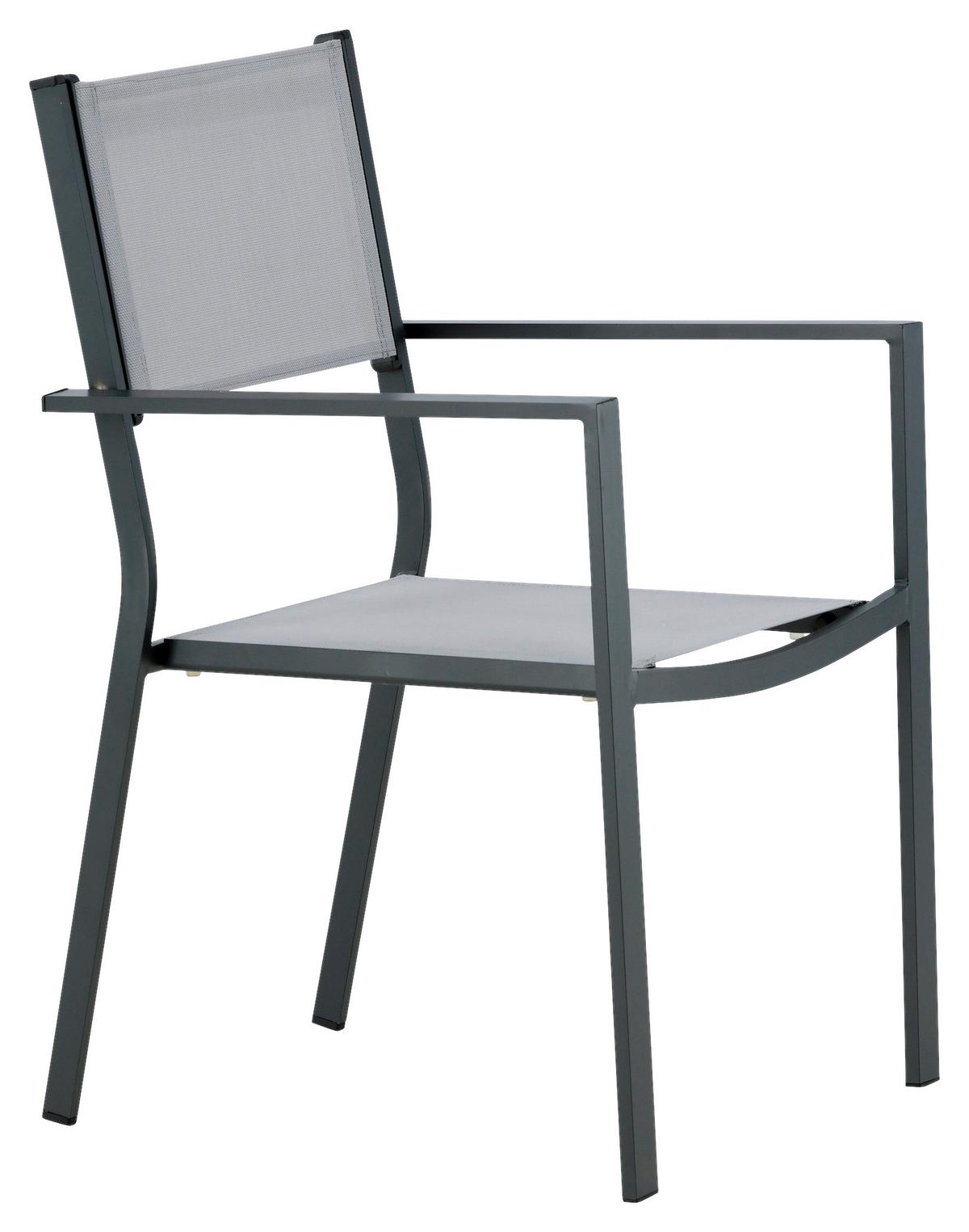 Gartensessel Stapelbar Copacabana Aluminium - Schwarz/Grau, KONVENTIONELL, Textil/Metall (56,5/88/61cm) - Gardenson