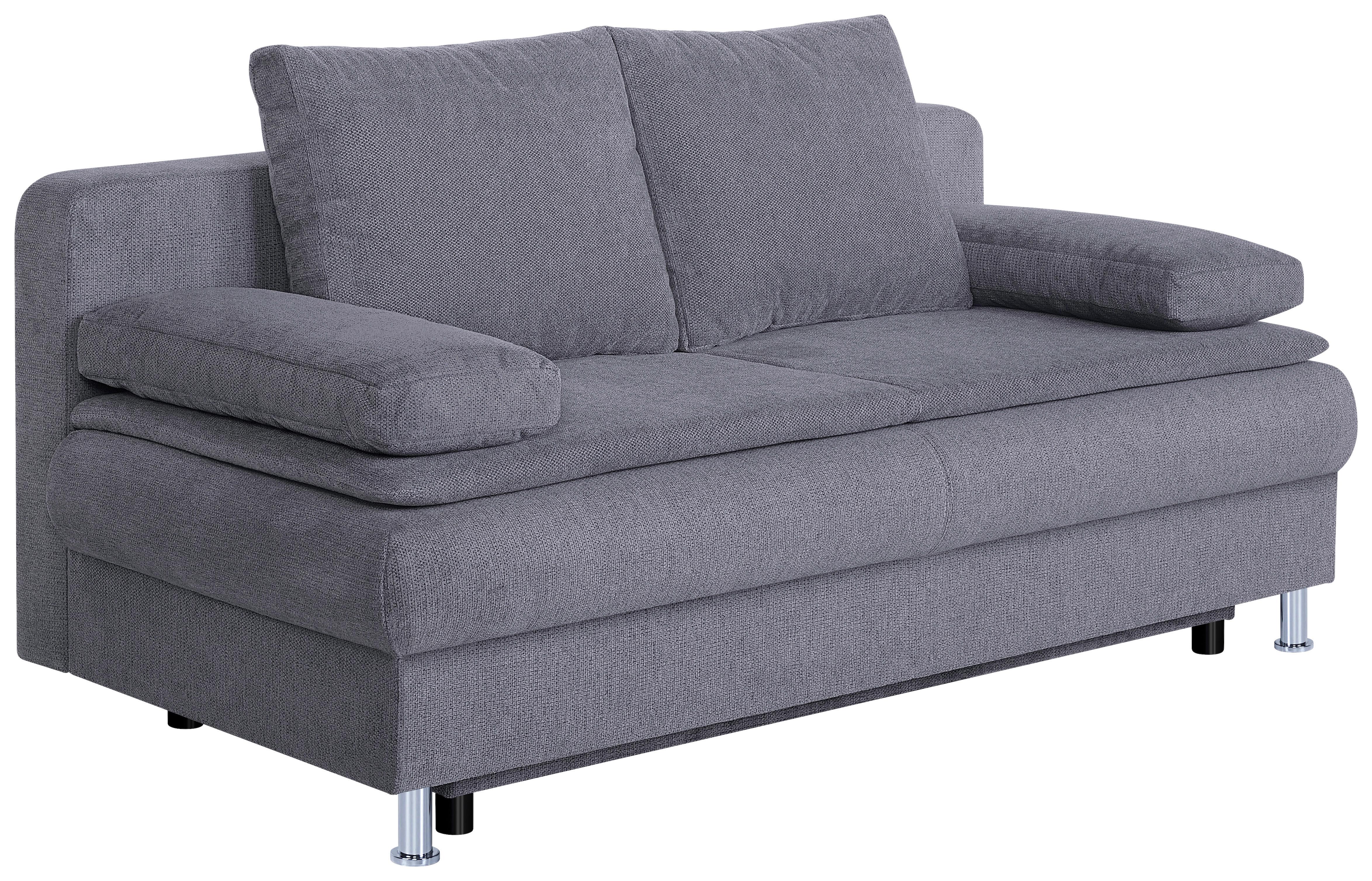 2-sitzer-sofa Mit Schlaffunktion Ken Graubraun - Chromfarben/Graubraun, Design, Textil (200/92/90cm) - P & B