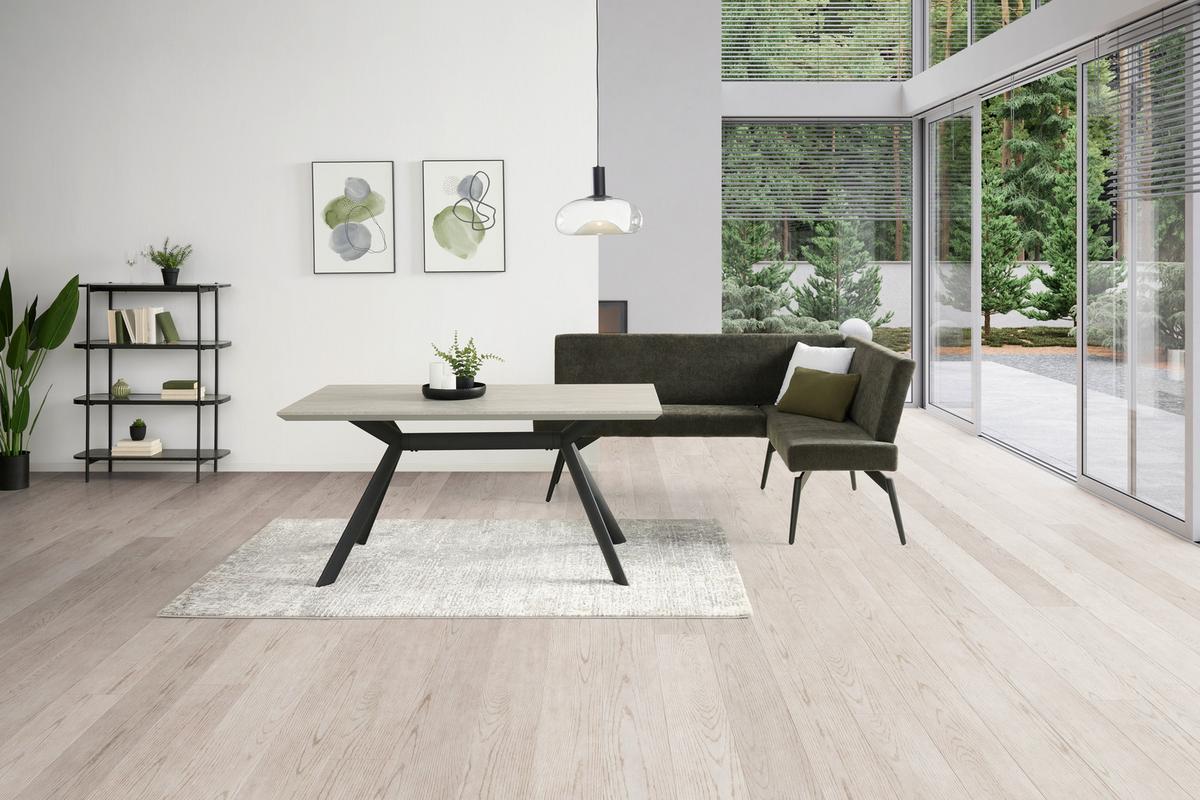 Eckbank Tinos Dunkelgrau, S: 190x150 Cm - Dunkelgrau/Schwarz, KONVENTIONELL, Textil/Metall (190/150cm) - MID.YOU