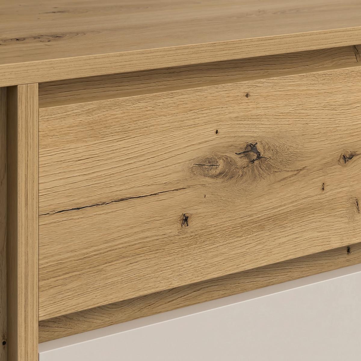 Sideboard Caneva Eiche Artisan/Kaschmir B:128cm - Kaschmir/Schwarz, MODERN, Holzwerkstoff (128/86/40,3cm)