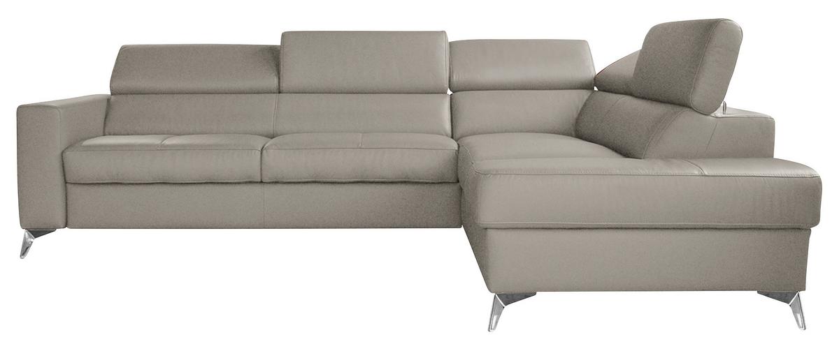 Ecksofa Mondo, Hellgrau S: 286x208 Cm - Chromfarben/Hellgrau, Design, Leder/Textil (286/208cm) - Livetastic