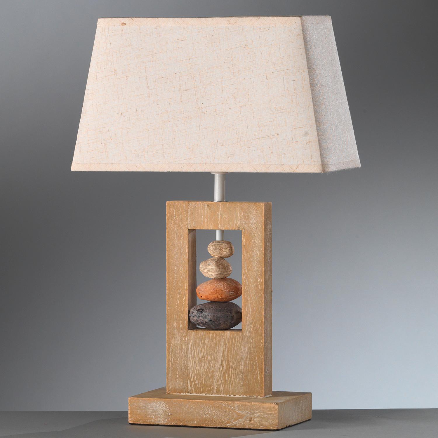 Tischleuchte 4849/L - Beige, Natur, Holz/Textil (30/13/46cm)