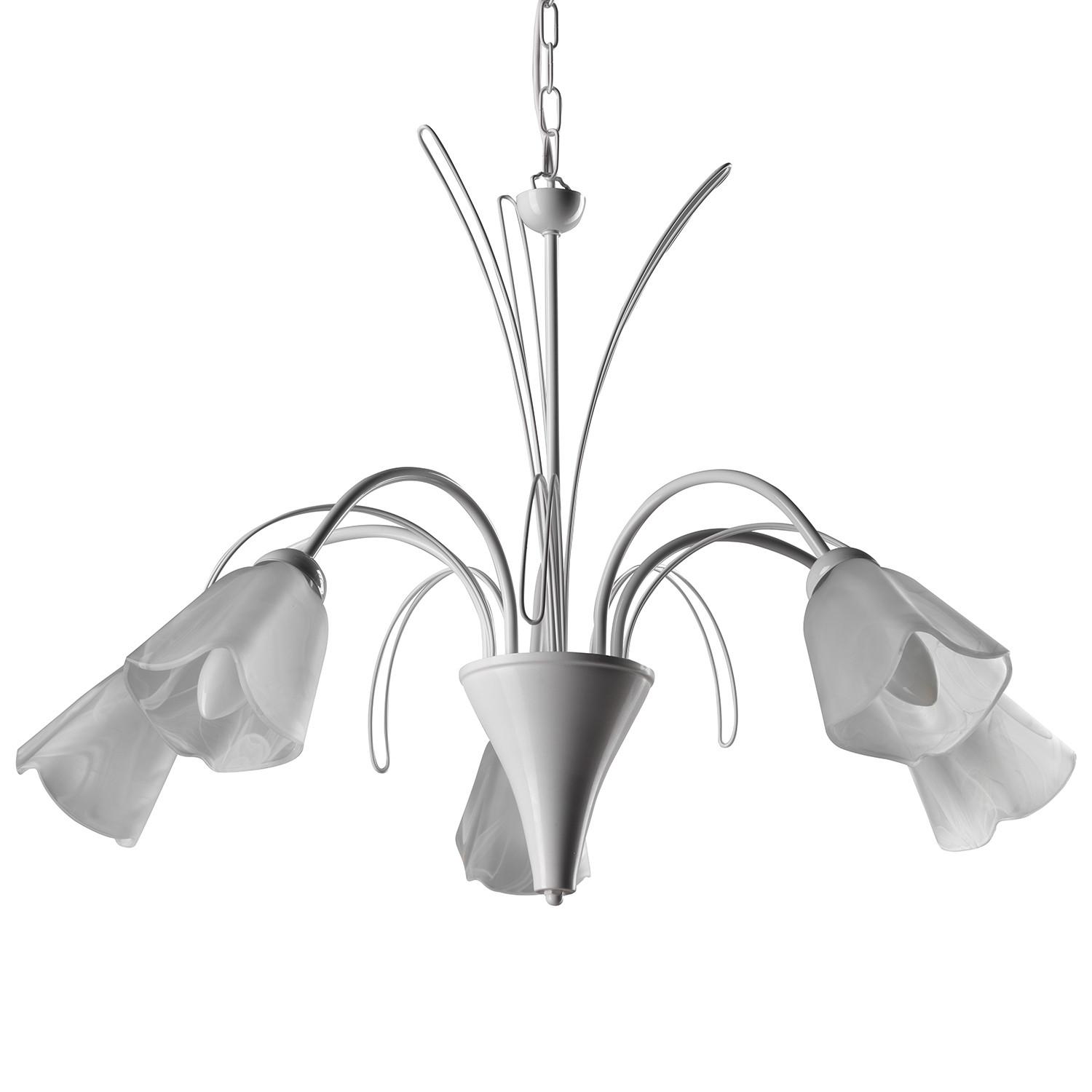 Kronleuchter 4802/5 - Weiß, KONVENTIONELL, Glas/Metall (70/100cm)