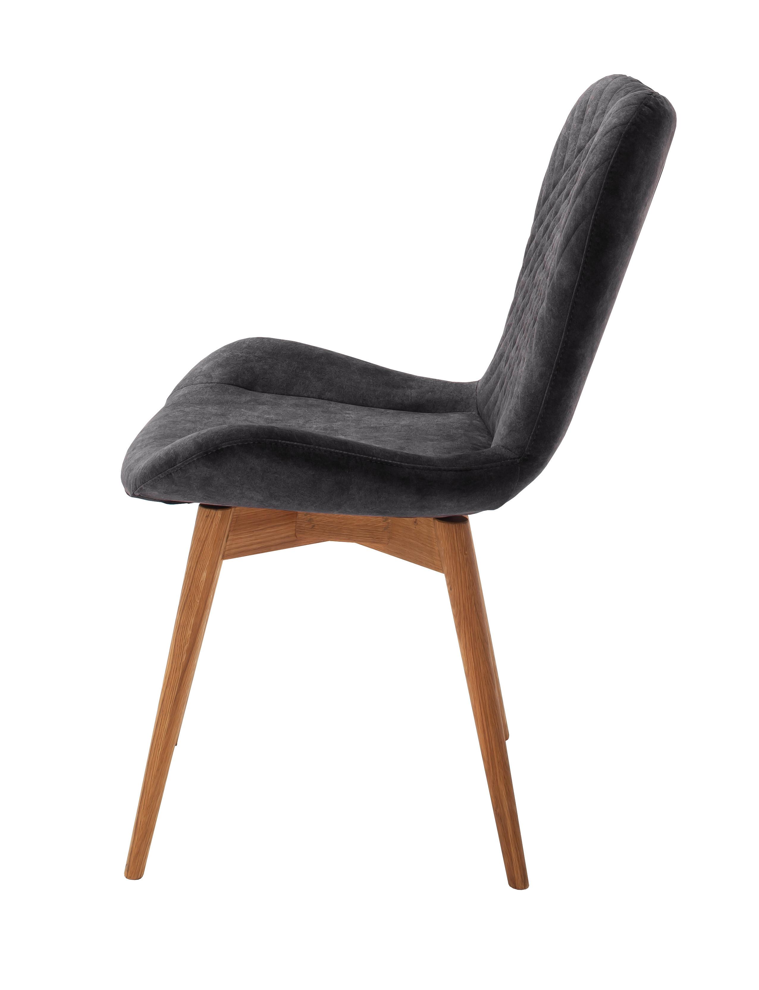 Stuhl Sarander Anthrazit Echtholz-Beine - Wildeiche/Anthrazit, Basics, Holz/Textil (58/88/67cm) - MID.YOU