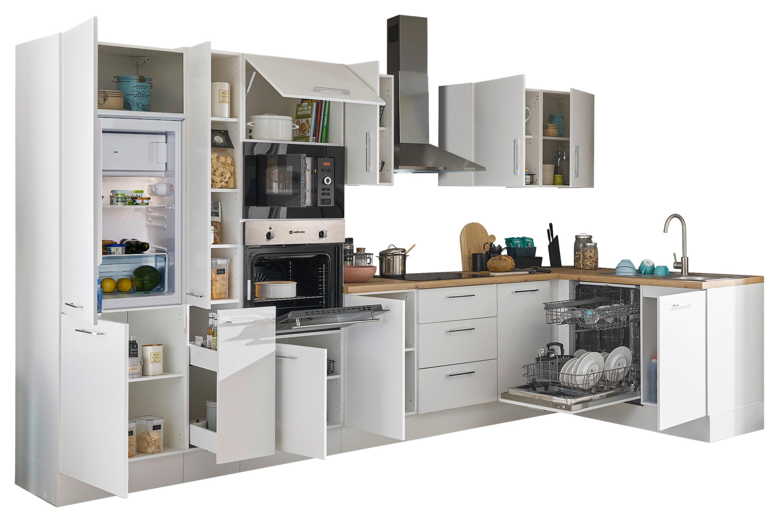 Eckküche Turin Weiss/Eiche Dekor 370x175 cm - Weiß/Eiche Artisan, Basics, Holzwerkstoff (370/175cm) - MID.YOU