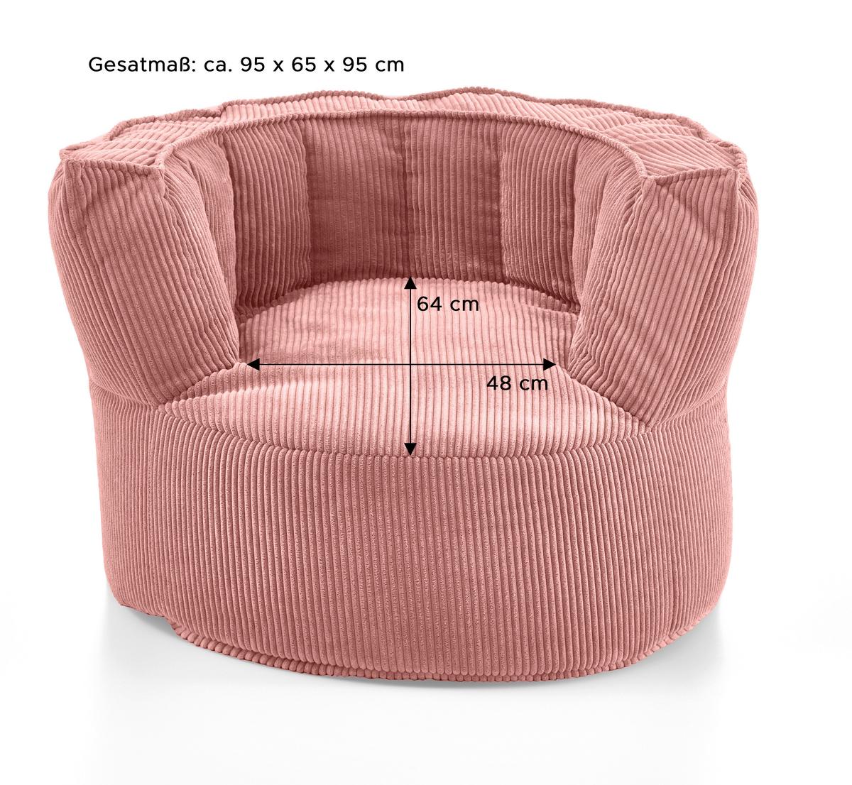 Sitzsack Snuggle Rosa B: 95cm - Beige/Rosa, Basics, Textil (95/65/95cm) - MID.YOU