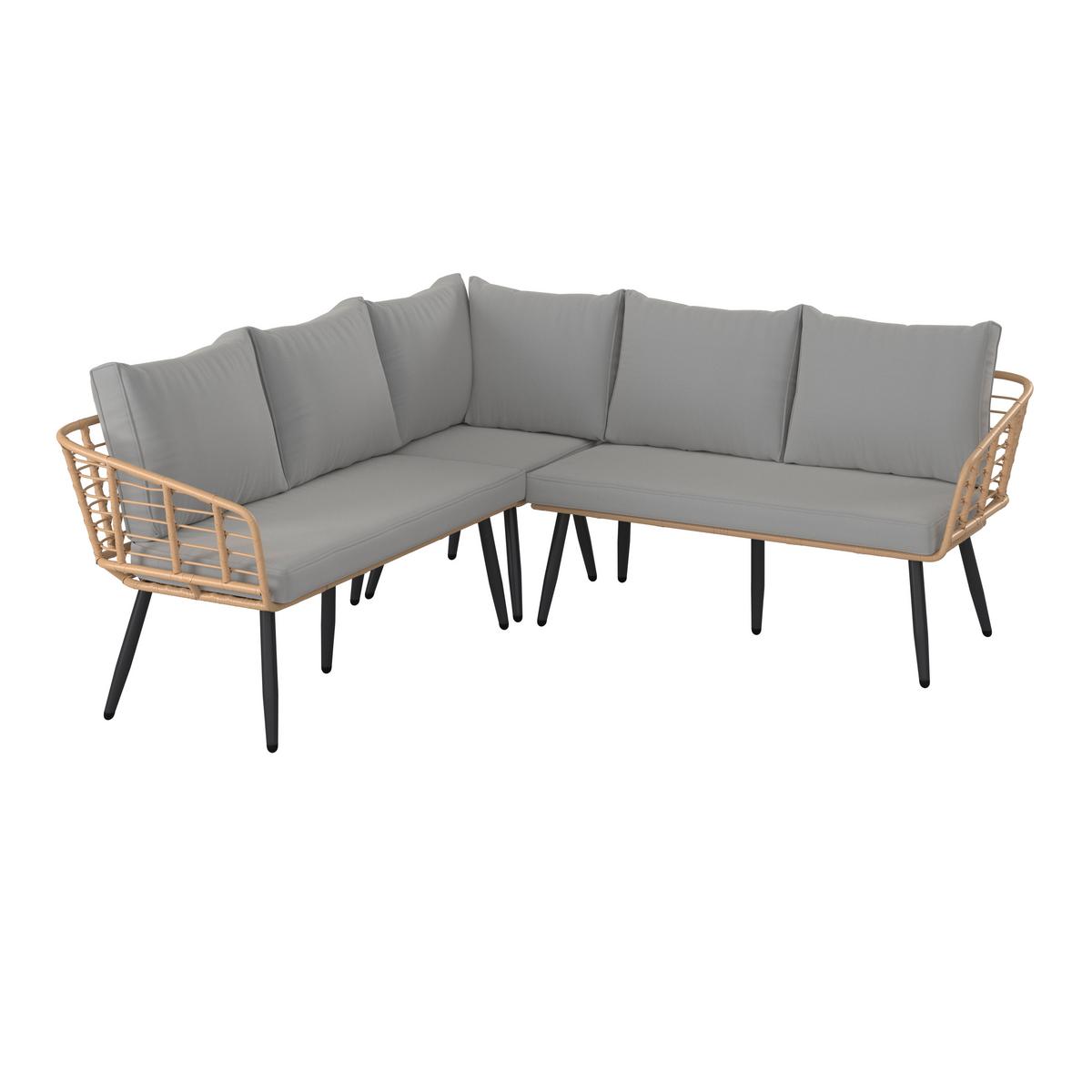 Lounge Garnitúra Poros - natúr/szürke, Modern, műanyag/Üveg (122/65cm) - Beldano