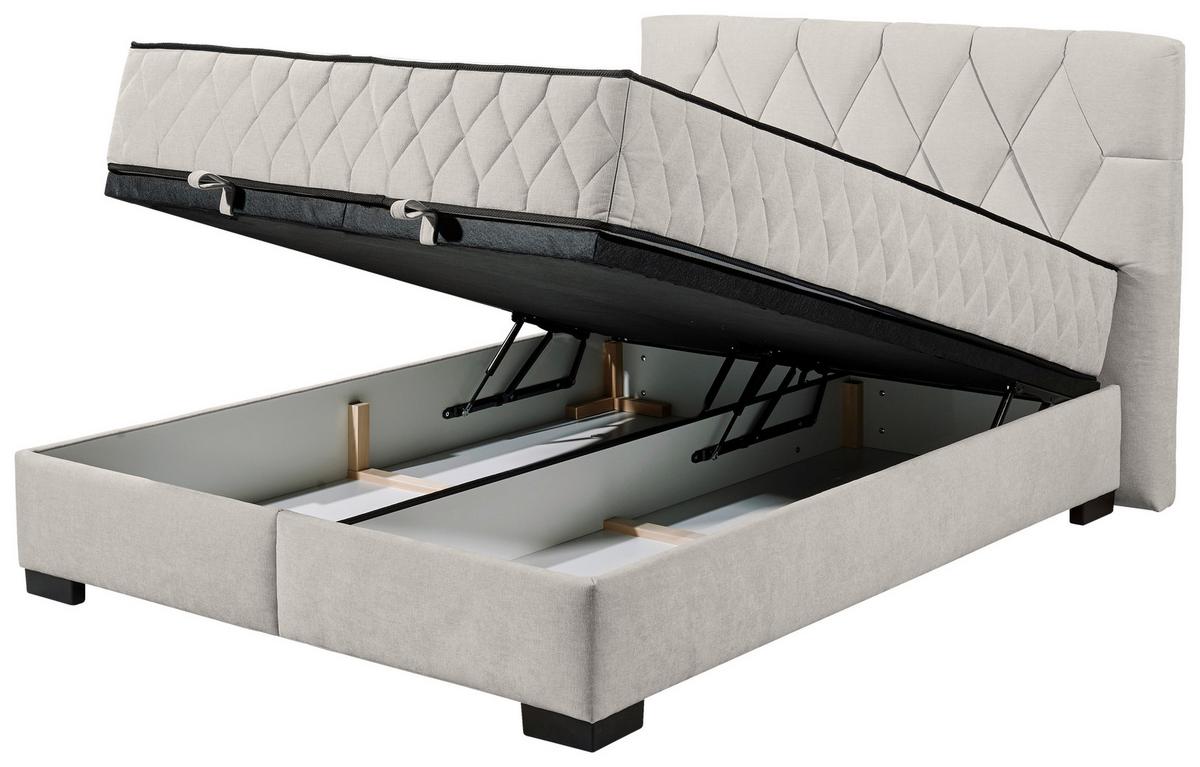 Boxbett Nagol B - Beige/Schwarz, MODERN, Holzwerkstoff/Textil (140/200cm) - MID.YOU