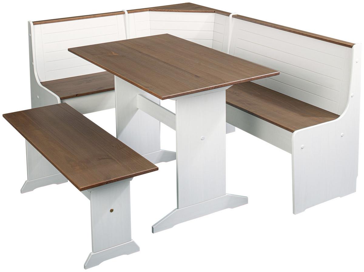 Sitzbank Holz Kiefer Massiv Braun/weiß Westerland B: 110cm - Weiß/Braun, KONVENTIONELL, Holz (110/45/37cm) - MID.YOU