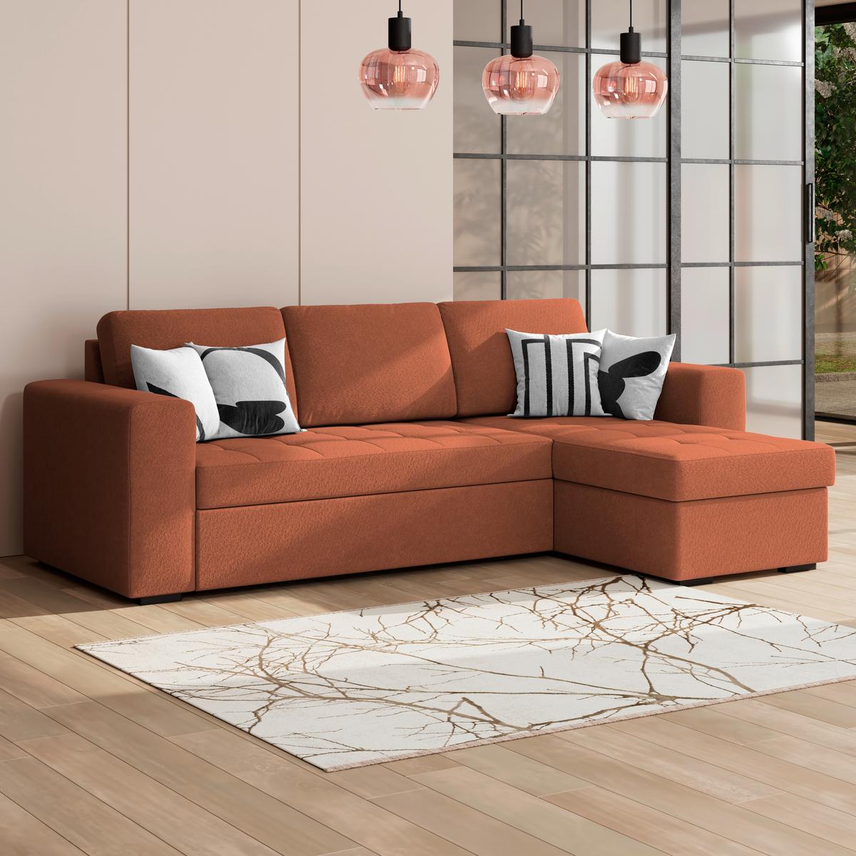 Ecksofa Jan Rostfarben S: 247x155 Cm - Rostfarben, Trend, Textil (247/155cm)