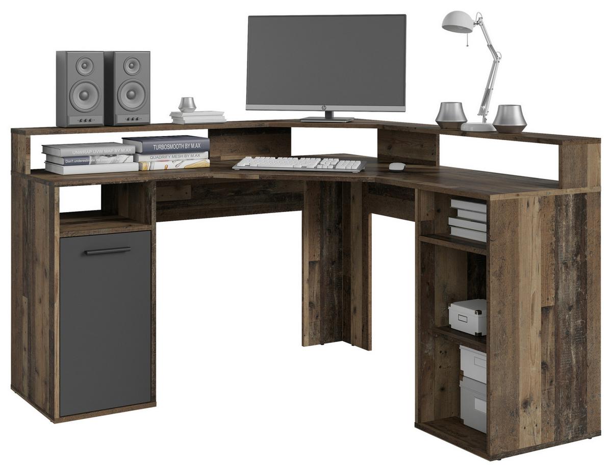 Eckschreibtisch Mit Stauraum B: 139 Cm H: 90 Cm Fox - Alteiche/Anthrazit, KONVENTIONELL, Holzwerkstoff (139/139/90cm) - MID.YOU