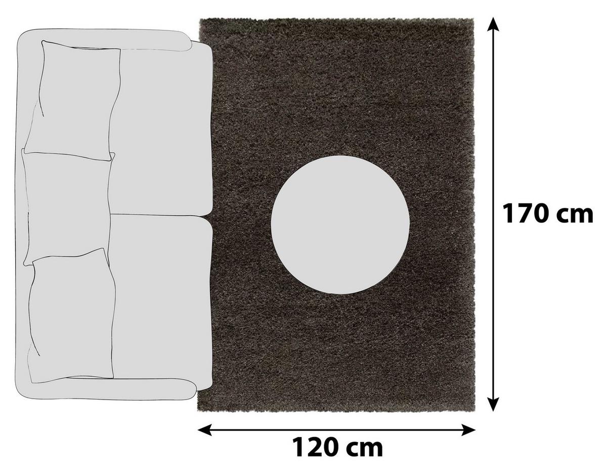 Hochflor Teppich Braun Naturfaser Fluffy 120x170 cm - Braun, Basics, Textil (120/170cm)