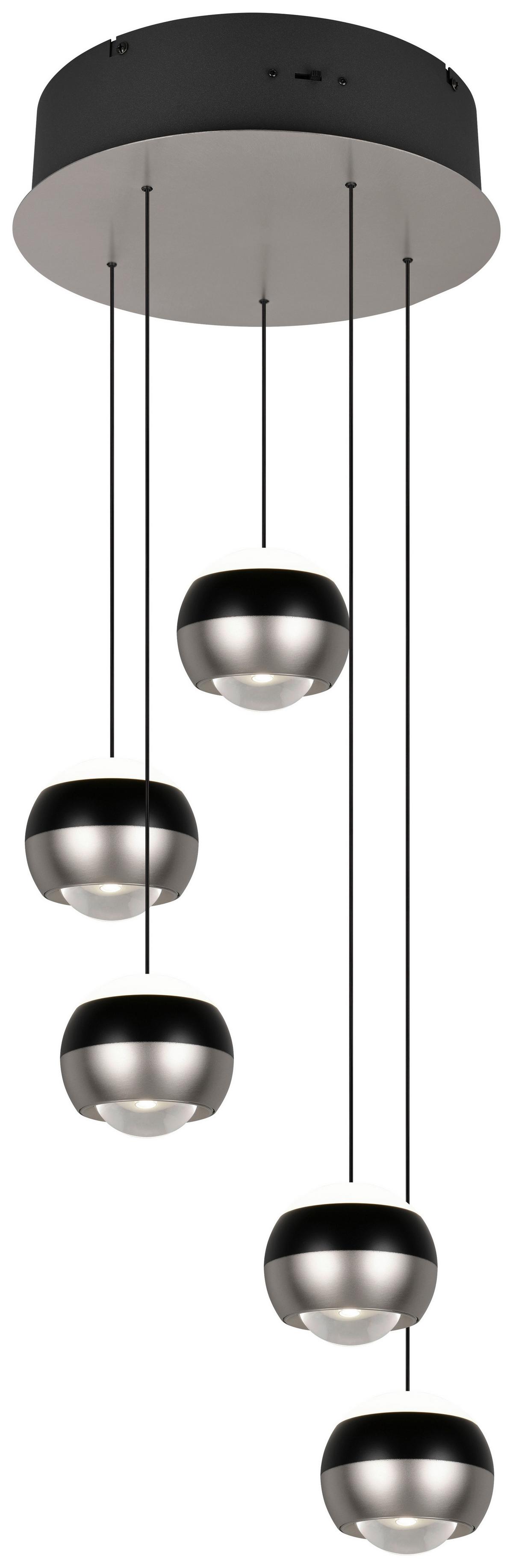 Led-hängeleuchte 344430507 Orbit - Schwarz/Nickelfarben, Design, Metall (30/150cm) - Trio Leuchten