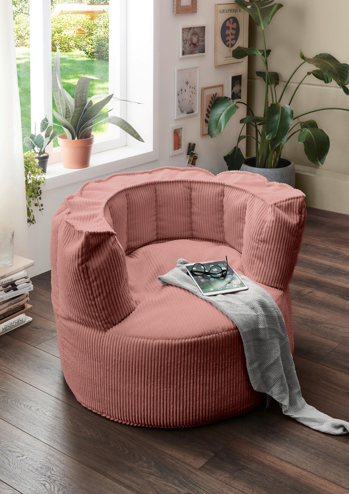 Sitzsack Snuggle Rosa B: 95cm - Beige/Rosa, Basics, Textil (95/65/95cm) - MID.YOU