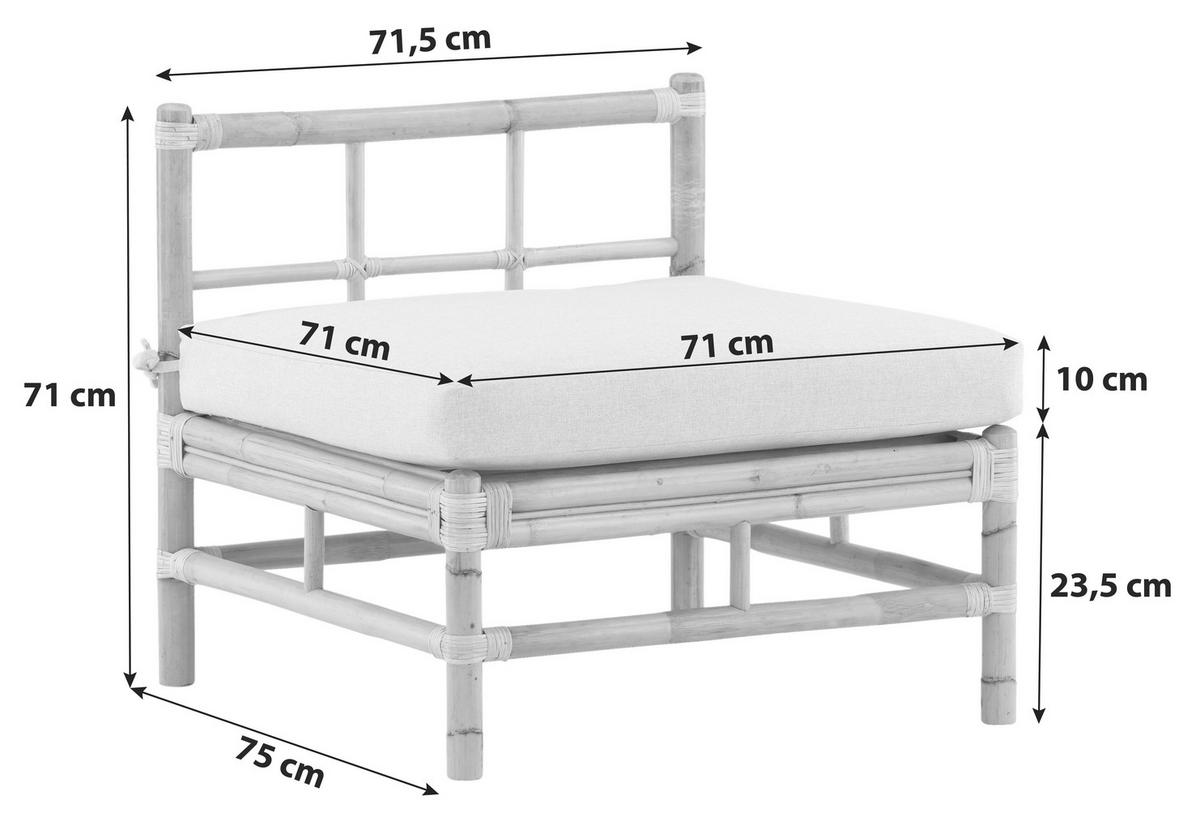 Loungesofa Cane - Hellbraun, KONVENTIONELL, Holz (71,5/71/75cm) - Gardenson