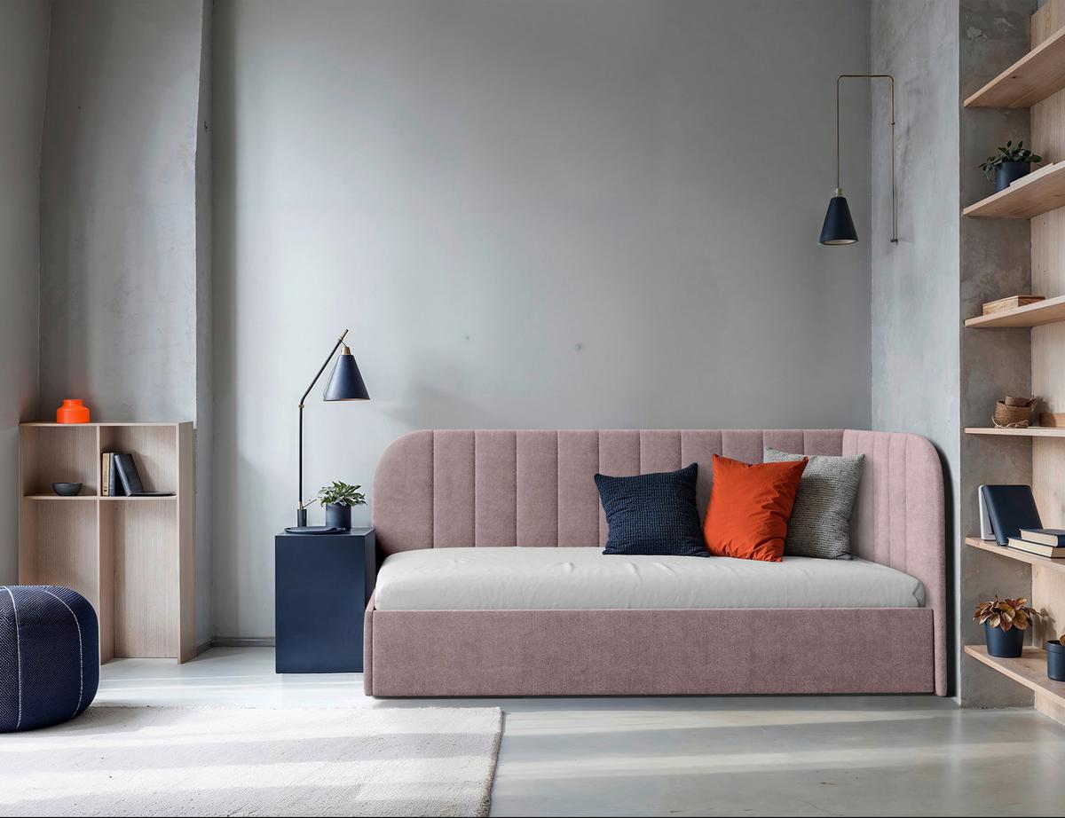 Polsterbett Millow Rechts Rosa Lf: 90x200 Cm - Schwarz/Rosa, MODERN, Holz/Holzwerkstoff (90/200cm) - MID.YOU