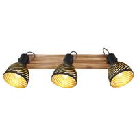 Strahler 3-Flammig verstellbar L: 54 cm - Dunkelbraun/Goldfarben, Basics, Holz/Metall (54/12,5/25cm) - Globo