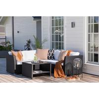 Loungegarnitur 4-Tlg Haiti aus Kunststoff mit Kissen - Schwarz, KONVENTIONELL, Kunststoff - Gardenson