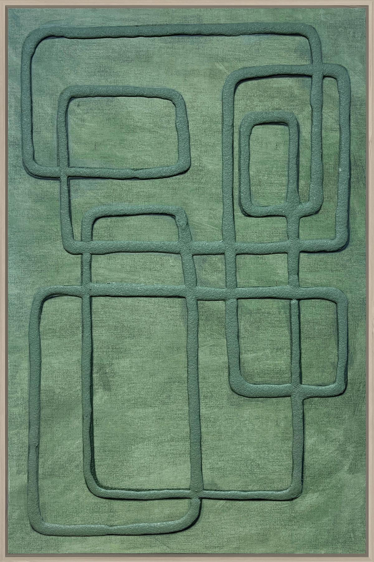 Obraz na plátně DENISE SMALL: 60/90 cm - zelená/přírodní barvy, Moderní, kompozitní dřevo/textil (60/90cm) - Mömax