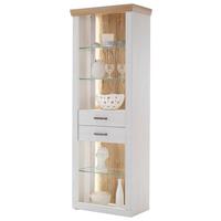 Regal mit Laden Madrid B: 71 cm Eiche-/Pinienfarben - Eichefarben/Schwarz, Design, Glas/Holzwerkstoff (71/205/40cm) - MID.YOU