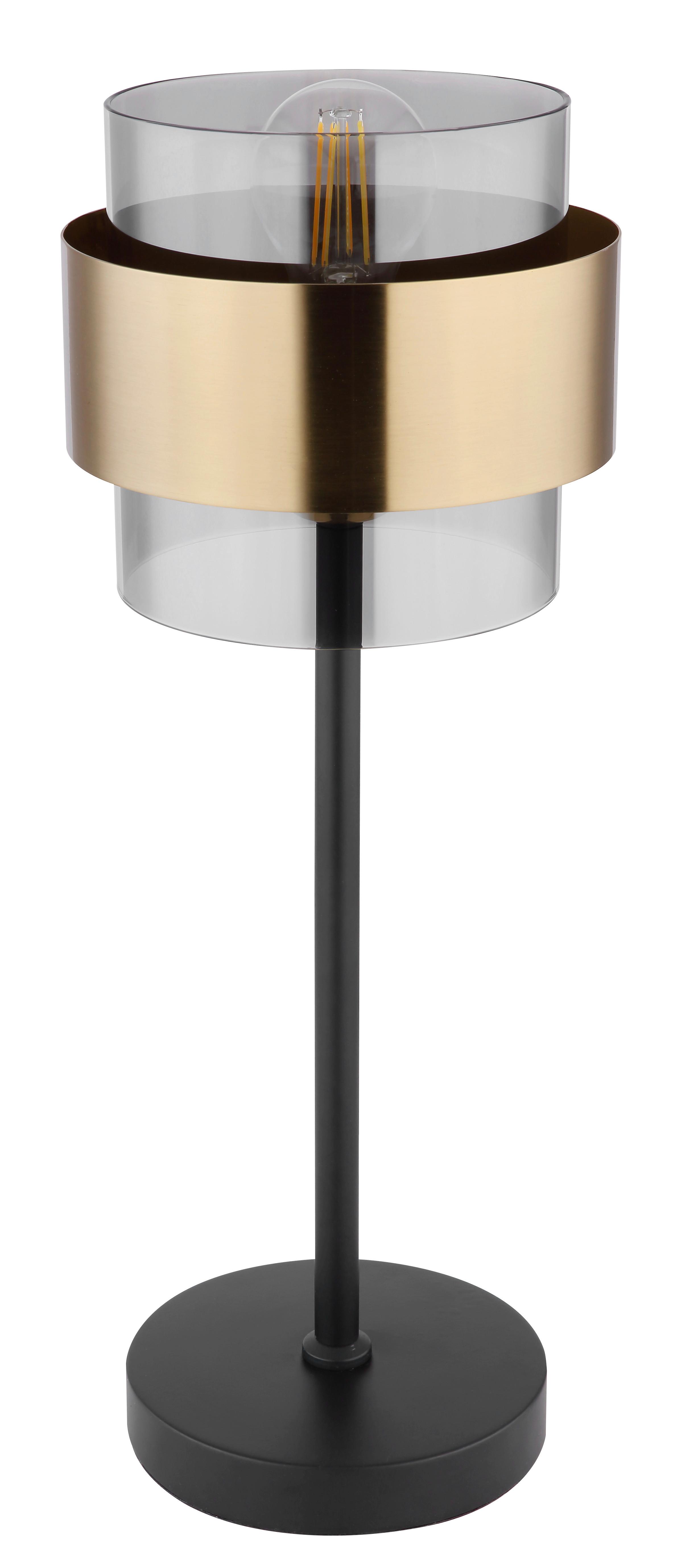 STOLNÁ LAMPA MILLEY - čierna/mosadzná, Modern, kov/sklo (18/47cm) - Globo