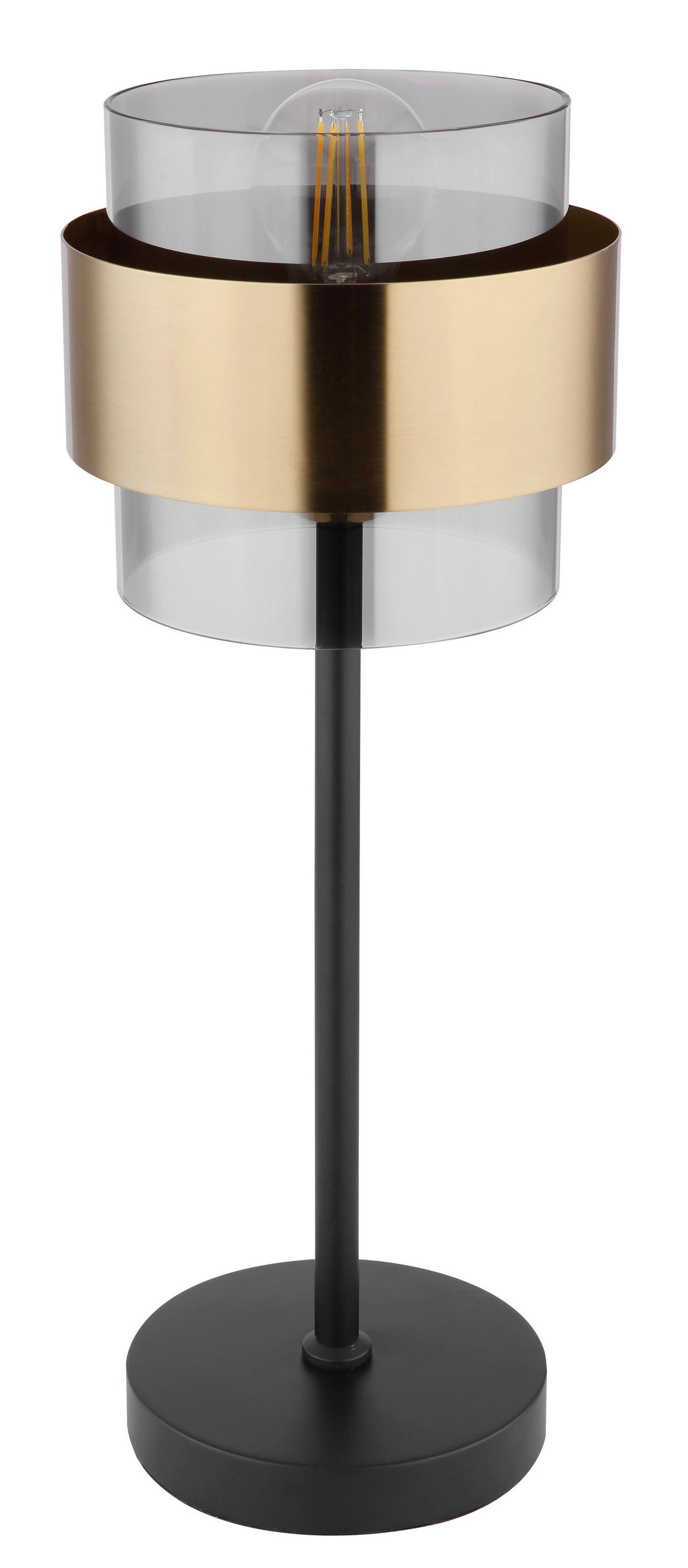 STOLNÁ LAMPA MILLEY - čierna/mosadzná, Modern, kov/sklo (18/47cm) - Globo