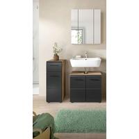 Badezimmer Ice Schwarz/Eiche Dekor B: 90cm - Eiche dunkel/Schwarz, Basics, Holzwerkstoff (90cm) - MID.YOU