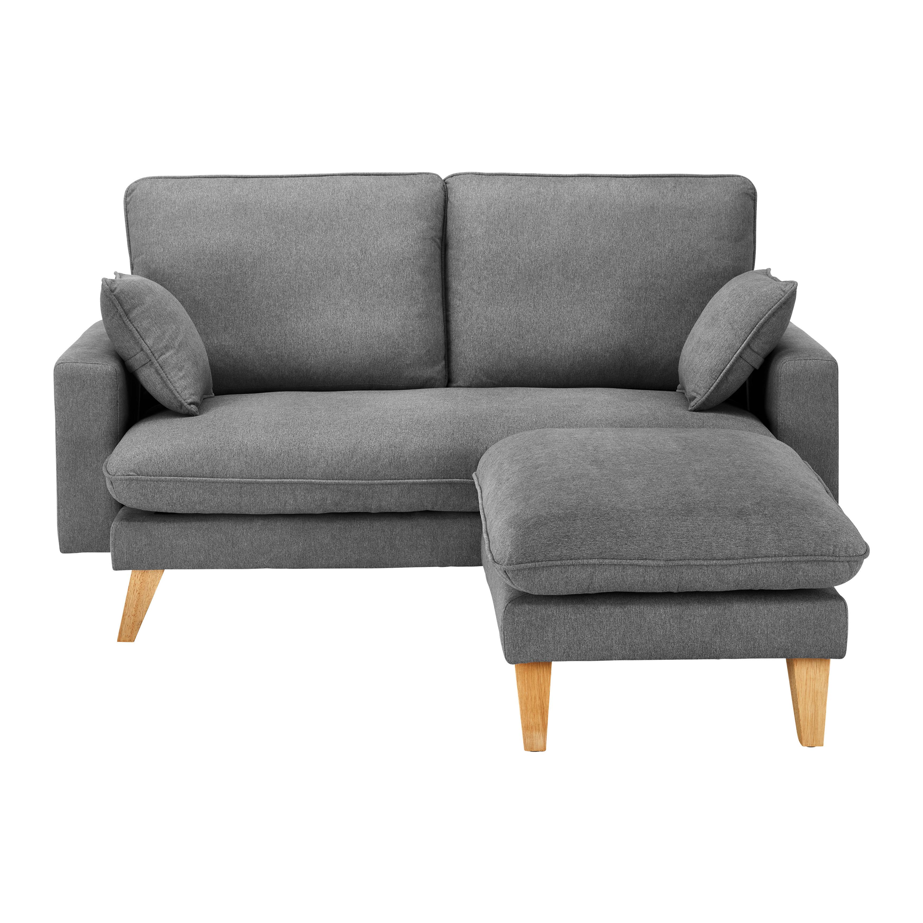 Sedací souprava ILLA, tmavě šedá - tmavě šedá/barvy buku, Moderní, dřevo/textil (154/155cm) - Bessagi Home