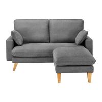 Sedací souprava ILLA, tmavě šedá - tmavě šedá/barvy buku, Moderní, dřevo/textil (154/82/155cm) - Bessagi Home