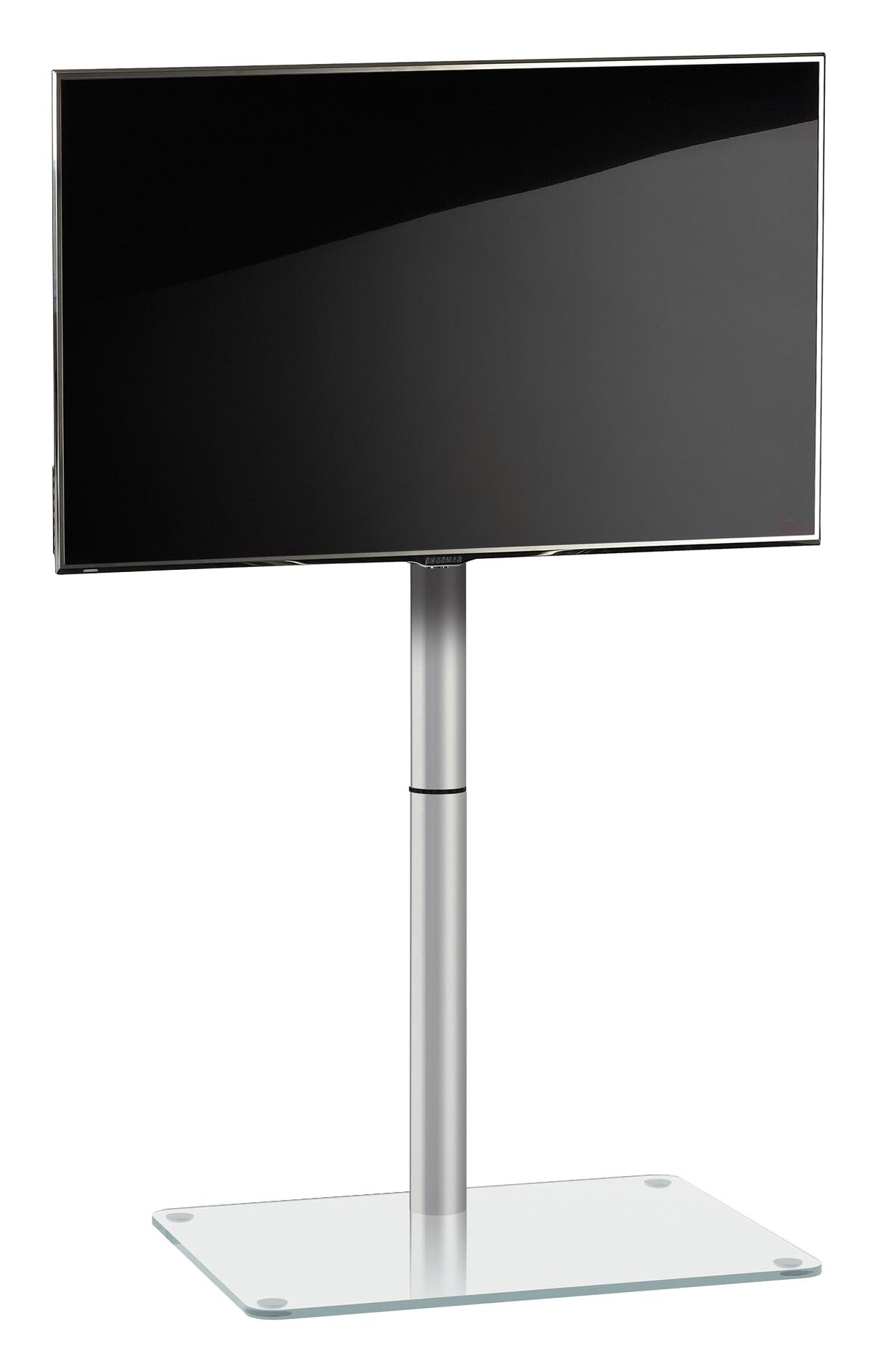 TV-Rack Schwenkbar Alani Max. 40 Kg - Klar/Alufarben, Basics, Glas/Metall (60/100/45cm) - MID.YOU