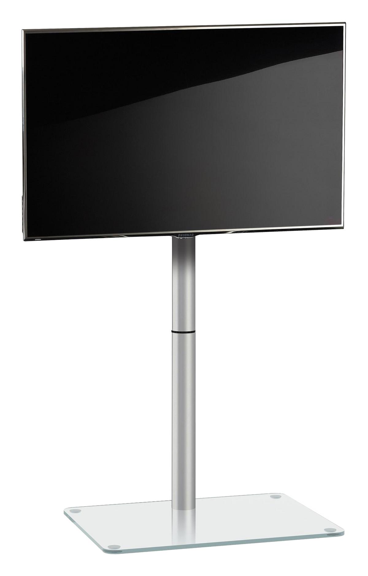 Tv-rack Schwenkbar Alani Max. 40 Kg - Klar/Alufarben, Basics, Glas/Metall (60/100/45cm) - MID.YOU