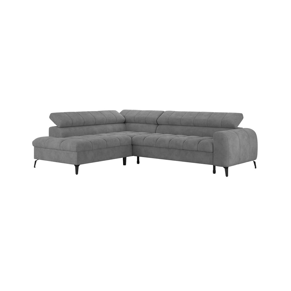 Ecksofa mit Schlaffunktion & Bettkasten Volf Graublau - Graublau/Schwarz, Trend, Kunststoff/Textil (203/261cm)
