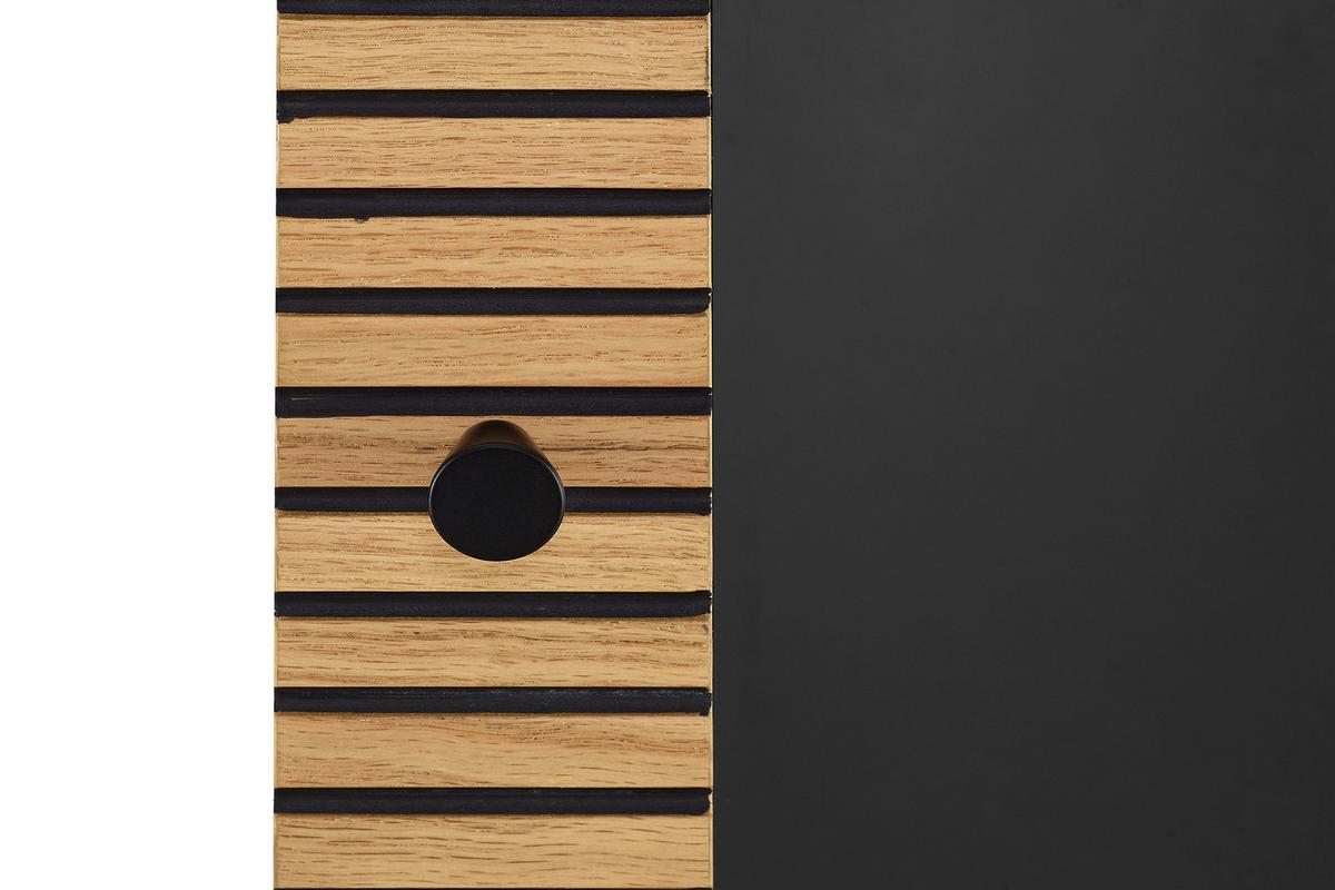 Vitrine Schwarz, Eiche Dekor B: 40cm - Klar/Eichefarben, Design, Glas/Holz (40/179/43cm) - Livetastic